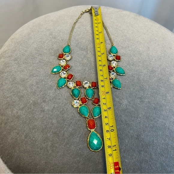AMRITA Singh Crystal Dune Bib Necklace Turquoise/Coral - Picture 9 of 10